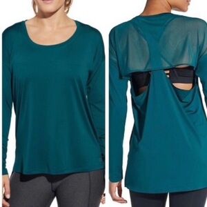 CALIA by Carrie Underwood Move Mesh Long Sleeve Racerback Athletic Top Sz M Teal